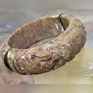 Carved Stone Bangle Bracelet